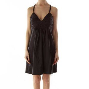 BCBG MaxAzria Black Pleated Halter Cocktail Dress